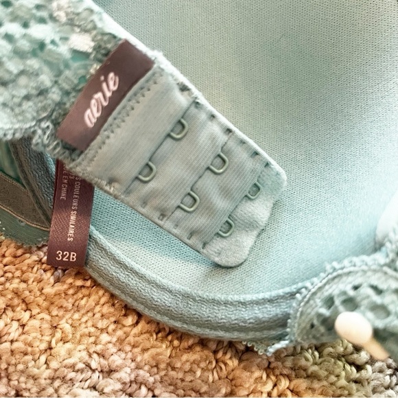 Aerie Bra 32B T-Shirt Bra Everyday Lace Trim Tan Black Green Push Up Lot 3x - Picture 11 of 15